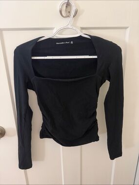Abercrombie & Fitch Black Square Neck Long Sleeve Top - Slim Fit